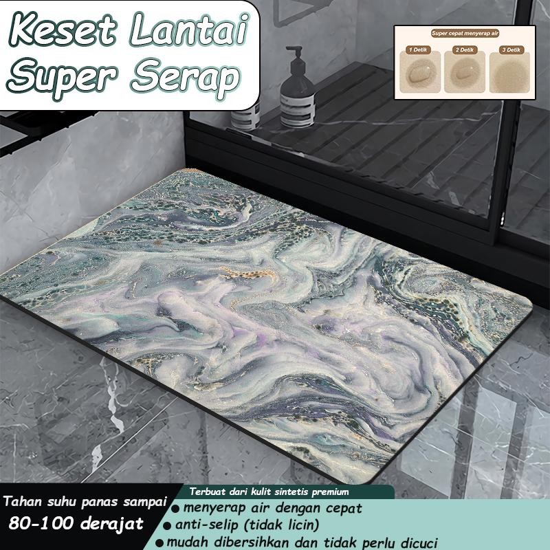 【KESET LANTAI PREMIUM】Keset lantai motif marble fungsional serap air anti selip cocok untuk keset ka