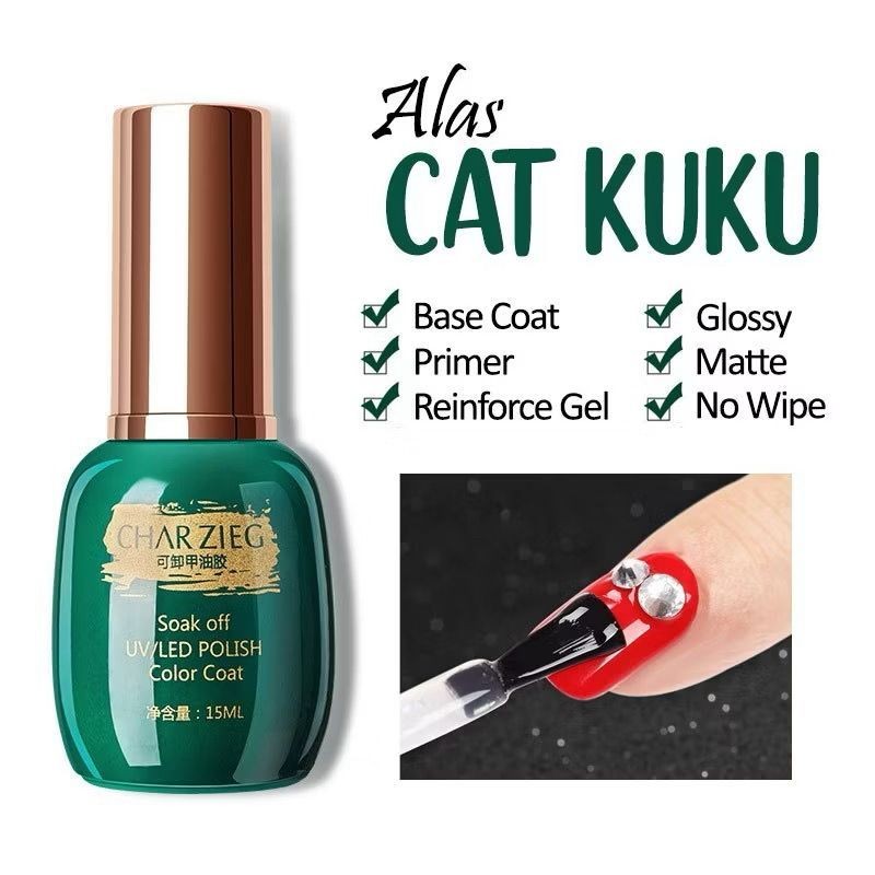 Gel Polish Char Zieg Top Coat & Base Coat Kutek Gel Kuku Nail Art / Charzieg UV Led Soak Off Gel Pol