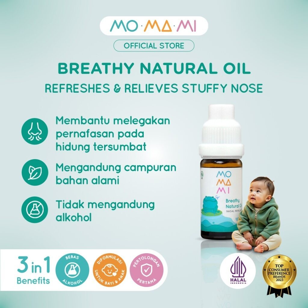 Momami Breathy Natural Oil 10ml for Baby - Essential Oil untuk Pernafasan Hidung Tersumbat Anak Bayi
