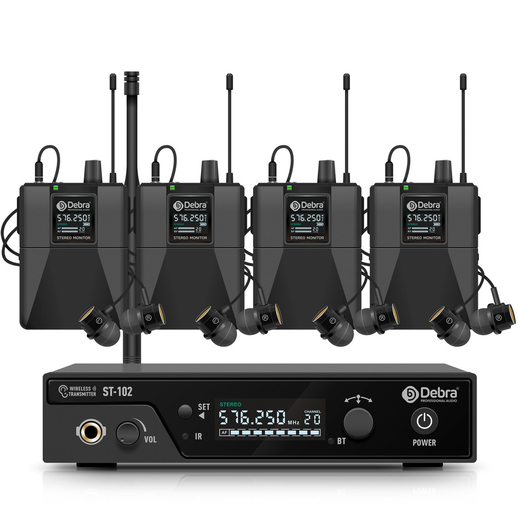 Debra Stereo In-Ear Monitor System Professional Stage Recording Wireless ST-102 for Studio Drummer I