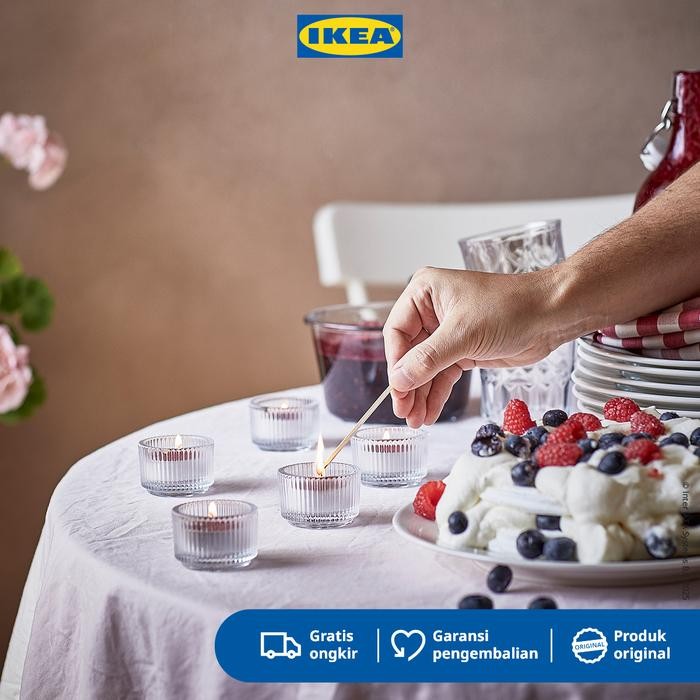 IKEA STORTSKON Lilin Kecil Beraroma Beri/Merah Tahan 3.5 Jam Isi 30pcs Buah Bunga