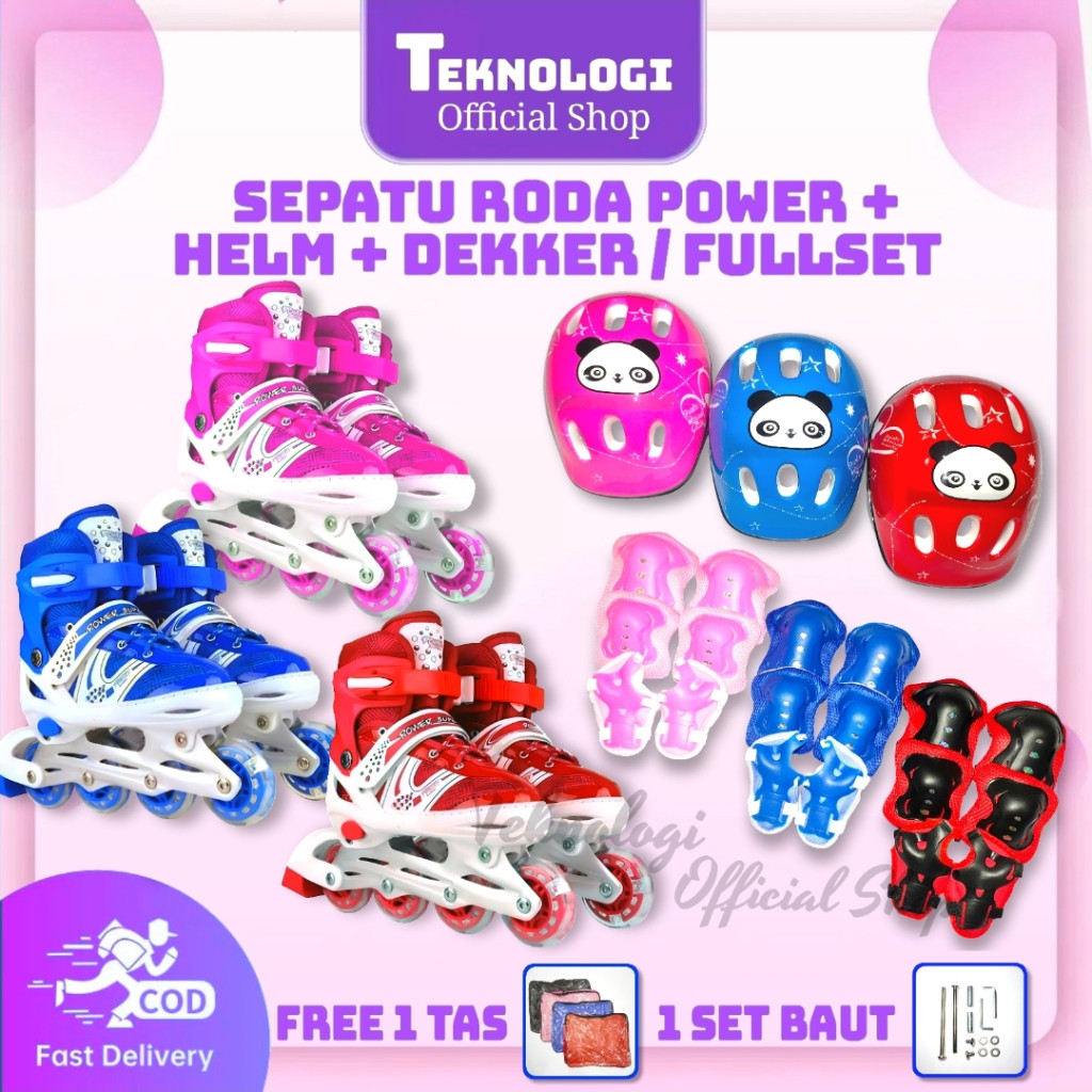 W Store - Sepatu Roda Anak POWER Inline Skate FULLSET /Sepatu Roda Bajaj / Tas ,Baut ,Kunci L /Sepat