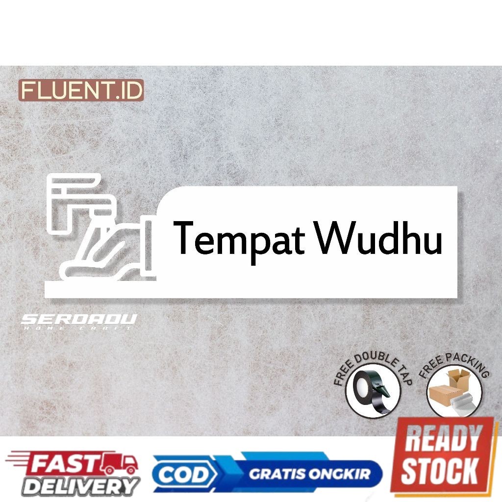 Sign Akrilik logo tanda tulisan - Tempat Wudhu - Signboard Tempat Wudhu Aesthetic papan nama acrylic