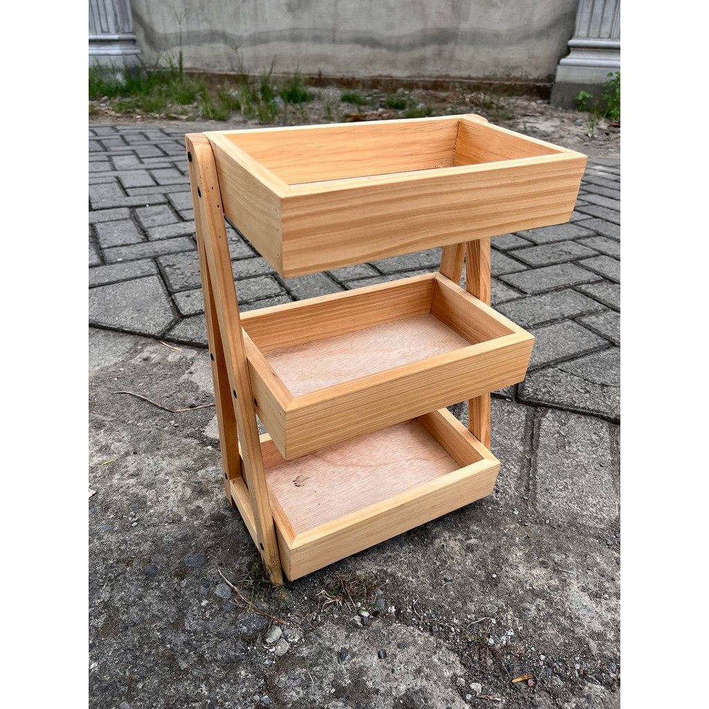 Rak Bawang Kayu 3 Susun / Rak Bumbu Serbaguna