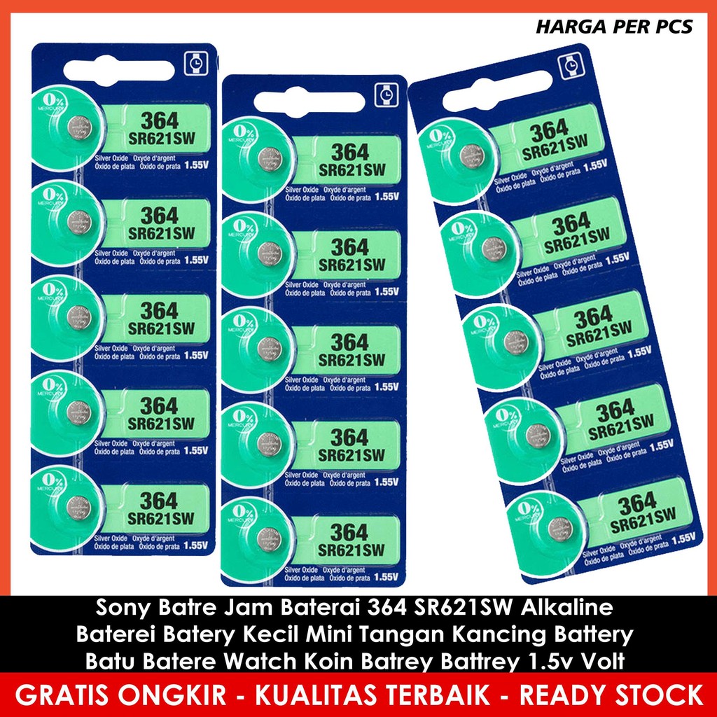 Sony Batre Batu Batere Watch Jam 364 SR621SW Alkaline Baterai Baterei Batery Kecil Mini Tangan Kanci