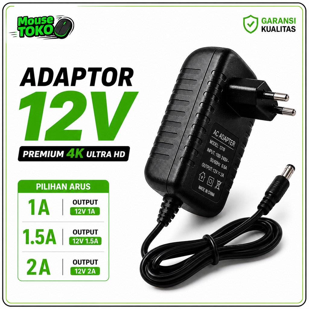 Adaptor 12V DC Power Supply 1A / 1.5A / 2A - Adaptor CCTV Router Modem LED Strip STB Decoder