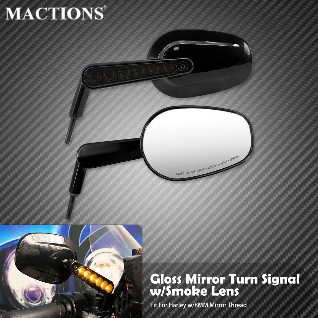 Spion Samping Universal Sepeda Motor Dengan Lampu Sein Untuk Harley Touring Road King Sportster XL 1
