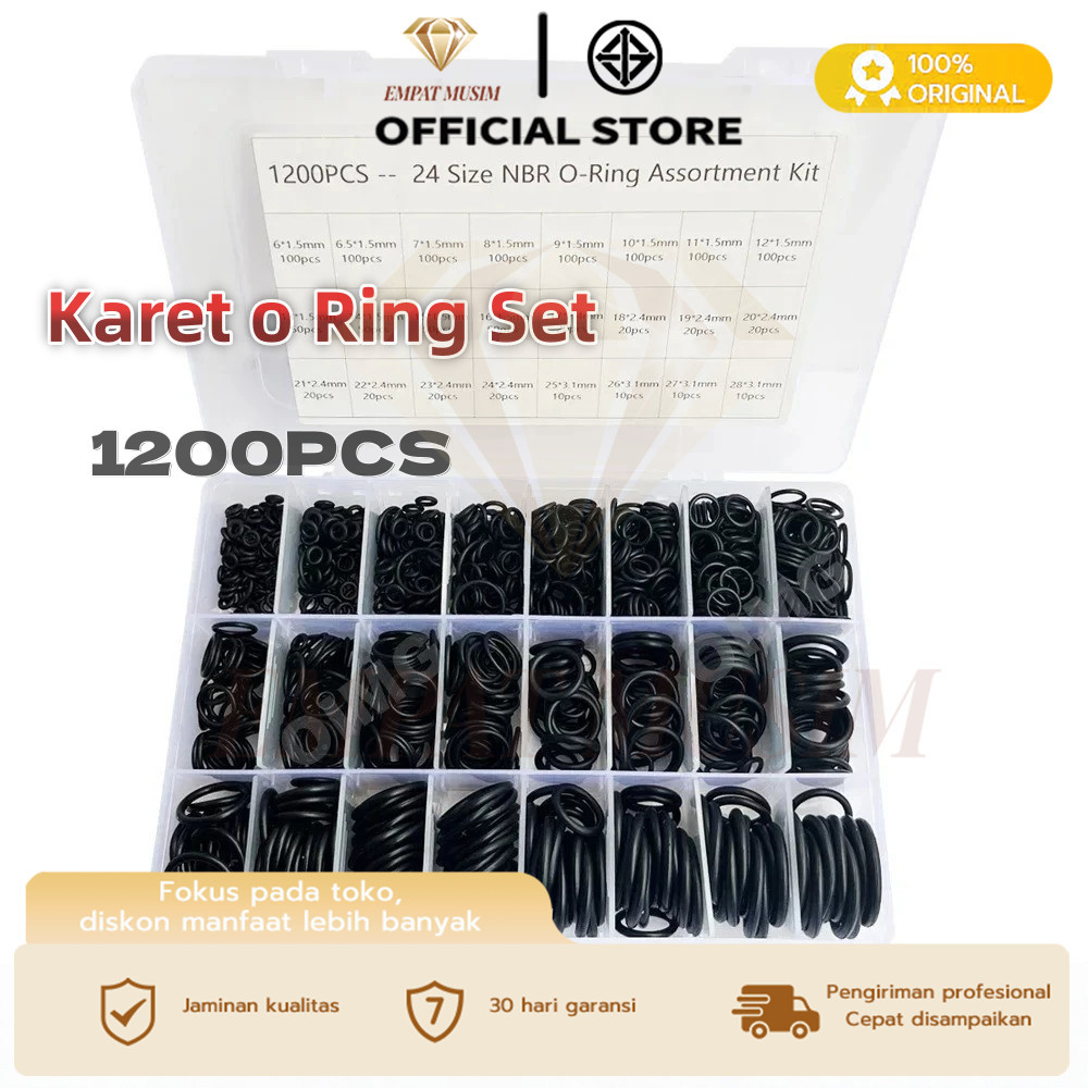 TEAMOR ETMM 1200 PCS Sil O Ring Karet Seal O ring PCP Sil Oring Karet Seal Oring 1 Set Sil Oring Box