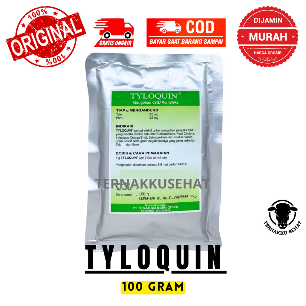 TYLOQUIN 100 GRAM - TMC Obat Ayam Ampuh untuk Ngorok Cekrek CRD Coryza Snot Kolibasillosis