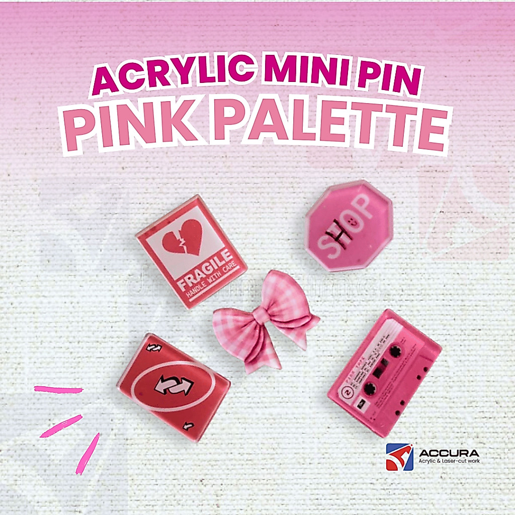 PIN AKRILIK AESTHETIC PINK PALETTE | BROS PIN AKSESORIS TAS | Pin Akrilik Bros Tas Aesthetic [35mm]