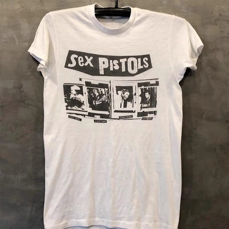 DKI  SHOP Sex Pistols seks pistol band punk retro rock lengan pendek vintage kapas kerah bulat pria 