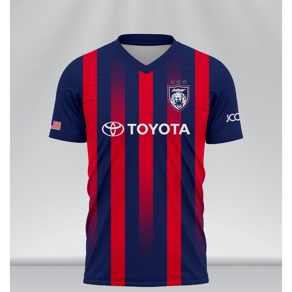 New Style Fashion Baju Breathable Jersey JDT Fashion Baju NAVY RED Breathable Short Sleeve Jerseys S
