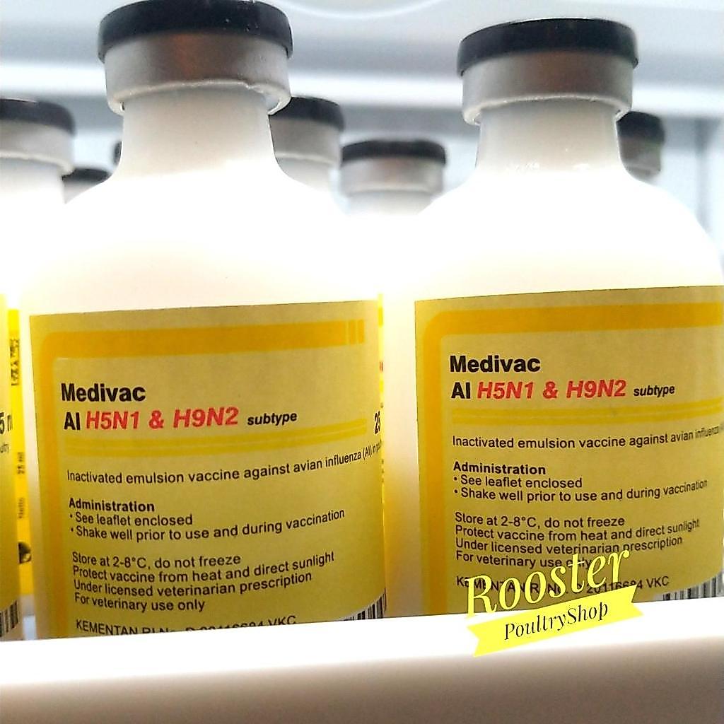 Medivac Vaksinasi Ayam Unggas H9N2 & AI H5N1 25 ML Subtype untuk Produktivitas Optimal