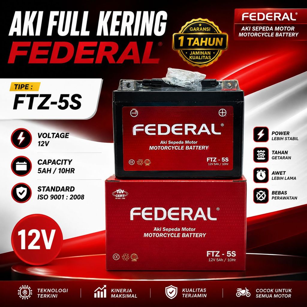 AKI FULL KERING GTZ5S AKI FEDERAL NANO GEL ACCU FEDERAL FTZ5S AKI KERING KHARISMA FU VIXION VARIO BE