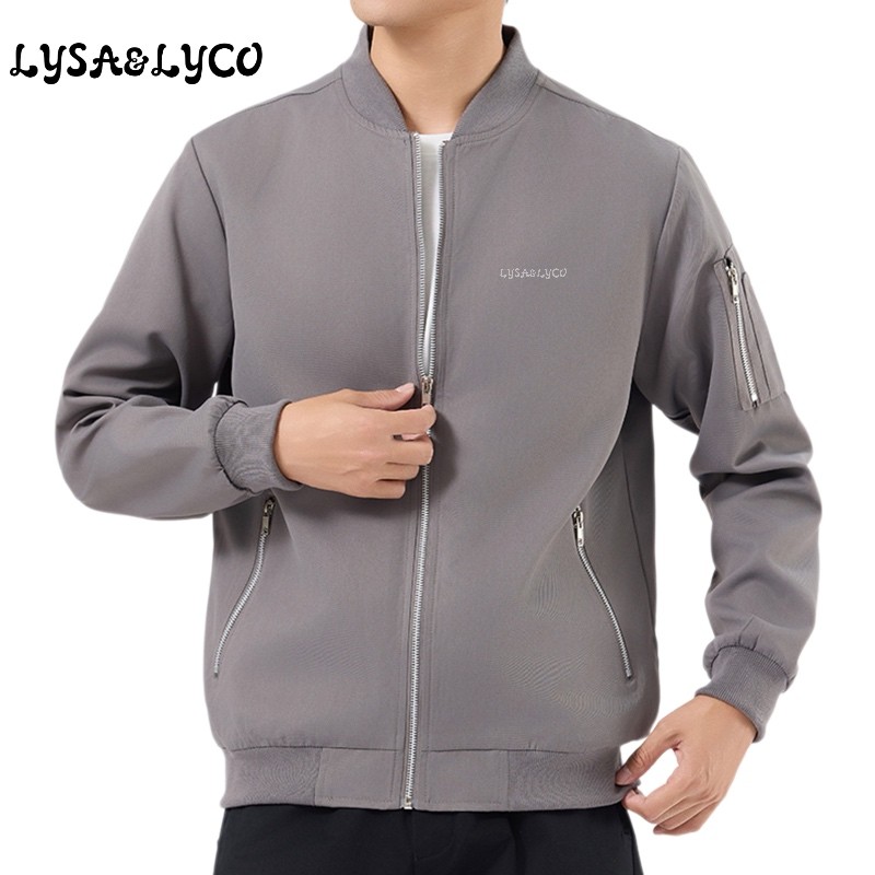 LYSA&LYCO M-5XL Jaket Kasual Pria Outerwear Tipis Anti Angin Korea Jaket Bomber Baseball Pria Polos