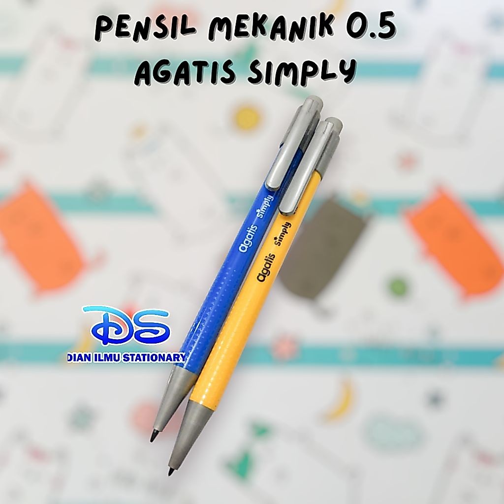 Pensil Mekanik 0.5mm Agatis Simply | Pensil Isi 0.5 Ekonomis Desain Minimalis Tulisan Rapi Warna Cer