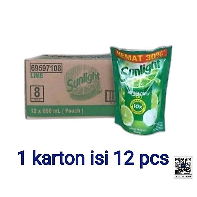 1JUAL SUNLIGHT 650ml sabun cuci piring / 1 dus isi 12 pouch