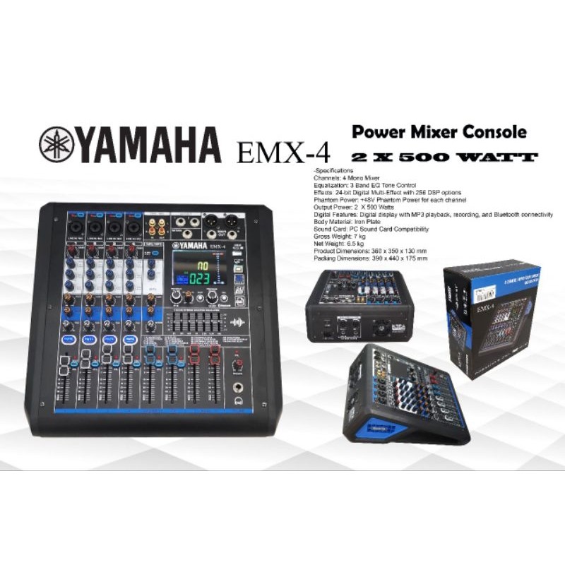 POWER MIXER YAMAHA 4 CHANNEL EMX4 BLUETOOTH USB MP3 EMX 4