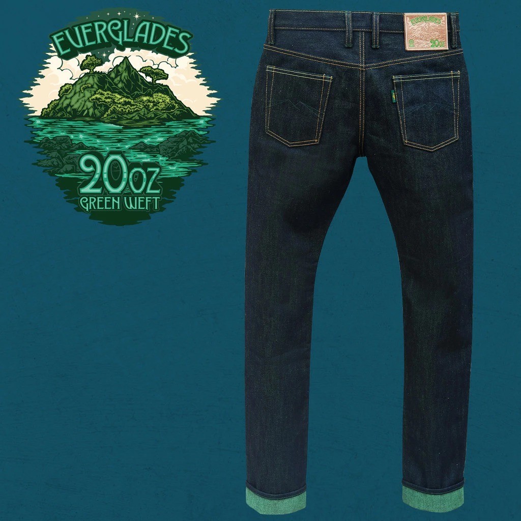 Celana Denim Everglades 20oz Unsanforized Deep Indigo x Green Selvedge Denim