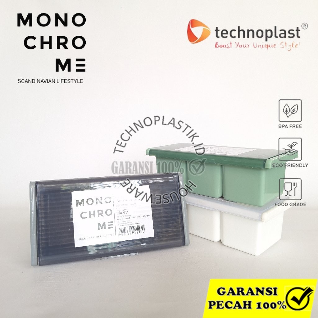 TECHNOPLAST Monochrome Tempat Bumbu Sekat 3 – Dispenser Bumbu Serbaguna