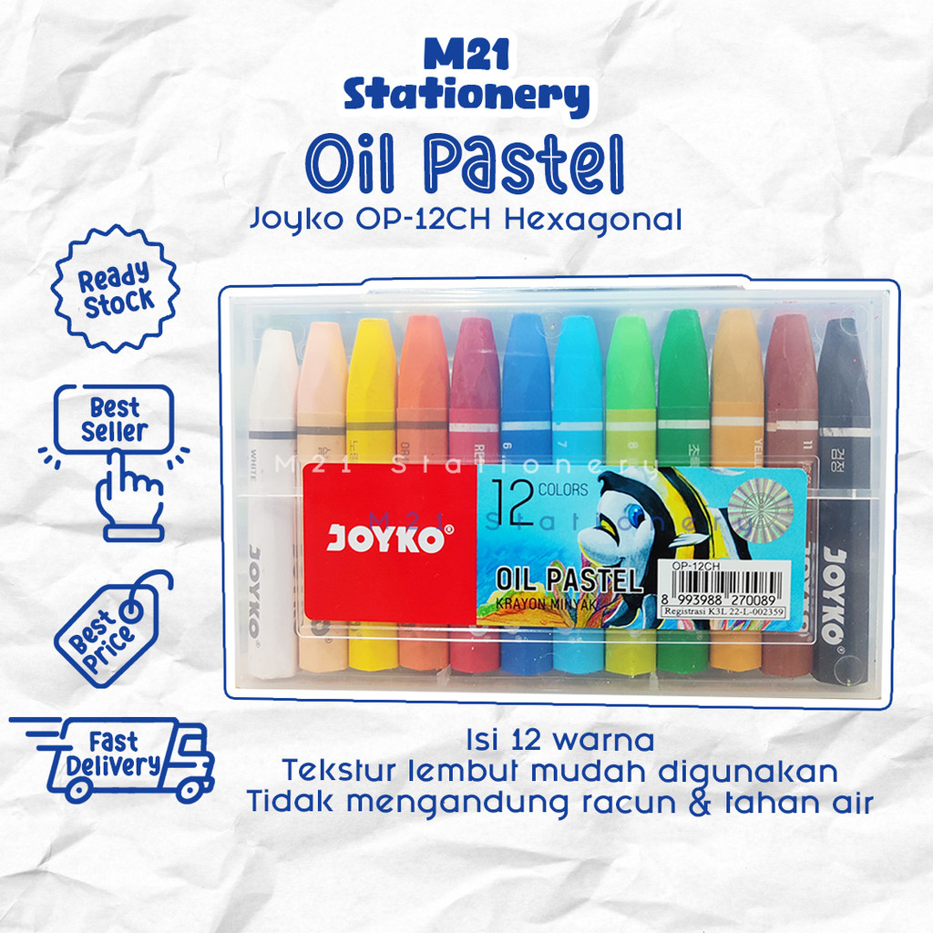 

OIL PASTEL JOYKO OP-12CH (HEXAGONAL) / OP12CH ORIGINAL CRAYON KRAYON LOMBA MEWARNAI ANAK ALAT TULIS