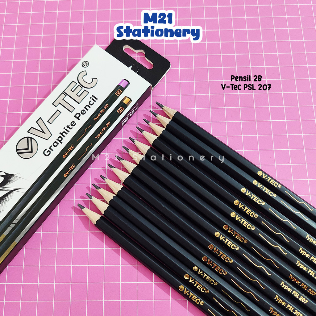 

(1 PACK 12 PCS) PENSIL 2B V-TEC PSL 207 / VTEC PSL207 PENCIL KAYU PENA ORIGINAL MENULIS GRAPHITE