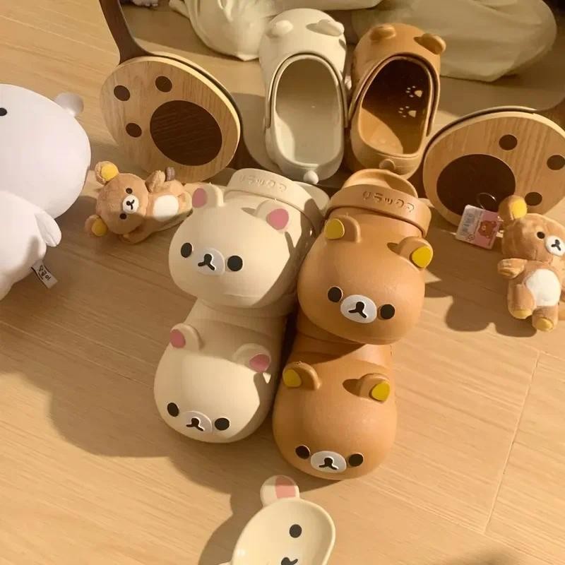 

Cartoon Rilakkuma Hole Shoes Cute Bear Pvc Non-Slip Anti-Odor Wear Bag Head Sandals Cute Summer Beach Shoes Gift