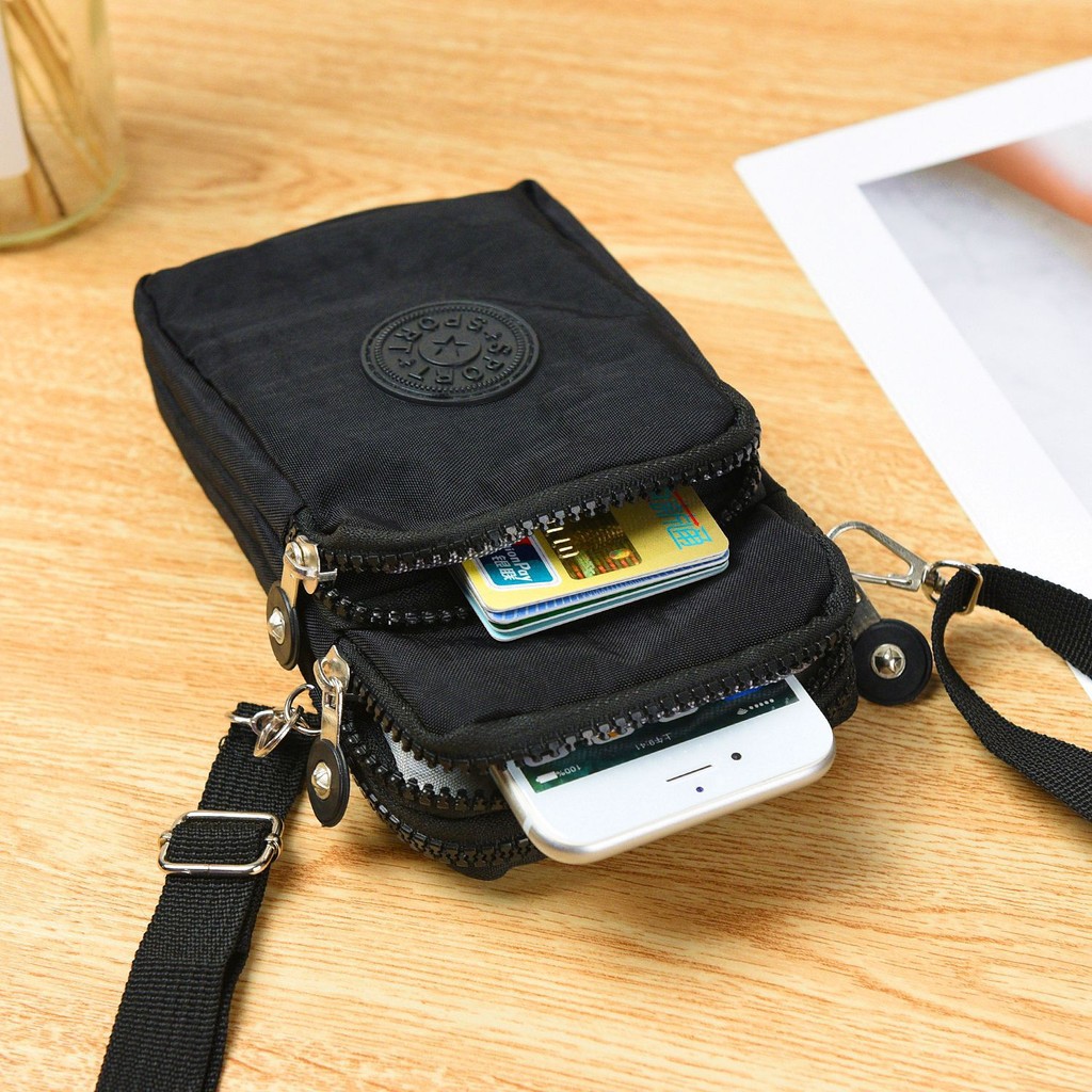 Mini Cewek Waterproof Pouch Tas Selempang Anti Air Dompet HP Handphone Sling Bag Nylon Import