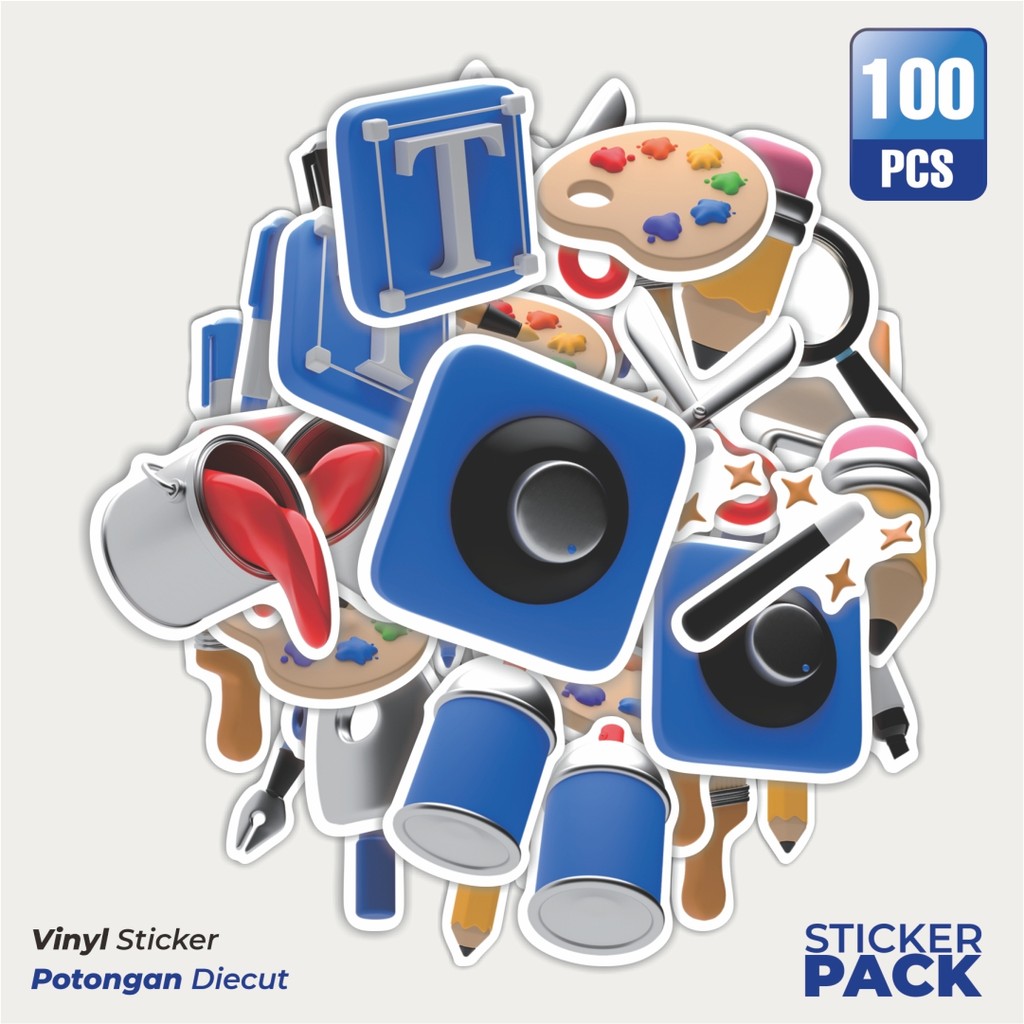 

Super Hemat! 100 PCS Stiker Element Lukisan Crayon 3D Waterproof Aesthetic- Untuk Laptop, Motor, dan Helm - Paper Stationery Pack