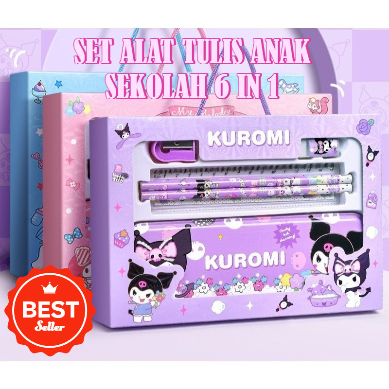 

One Set Alat Tulis Belajar Anak Perempuan Perlengkapan Sekolah ATK Motif Melody Kartun Premium