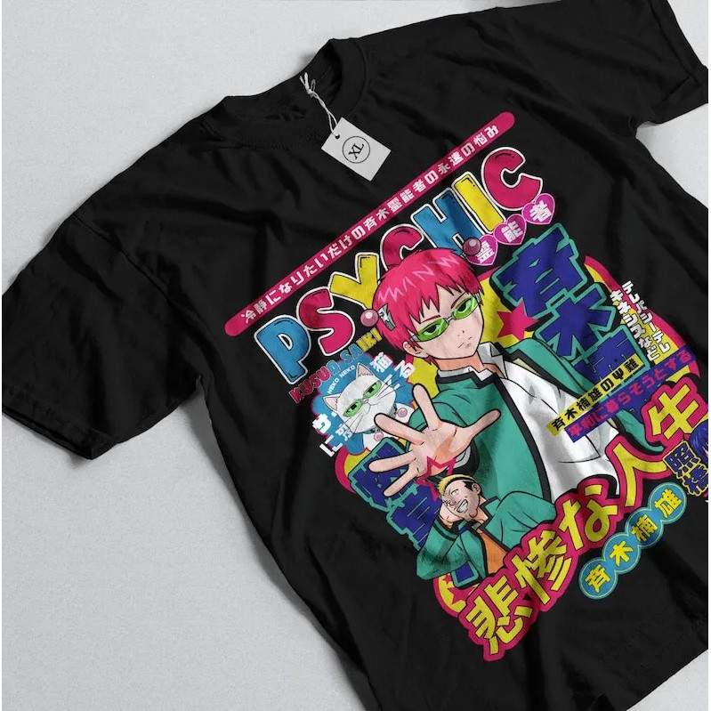 Kemeja Unisex Wajah Kesal K Saiki: Merchandise Anime Saiki Kusuo no Sai Nan untuk Pecinta