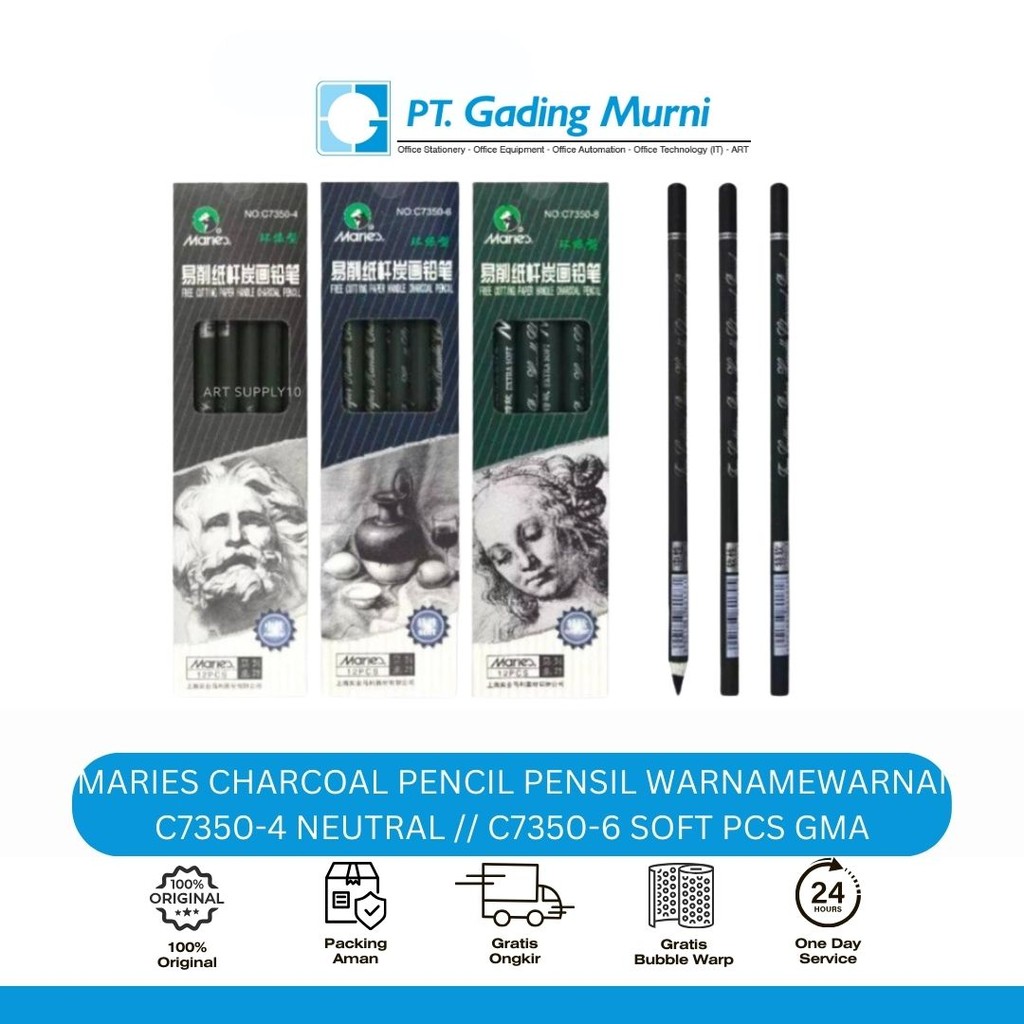 

MARIES CHARCOAL PENCIL PENSIL WARNAMEWARNAI C7350-4 NEUTRAL // C7350-6 SOFT PCS GMA