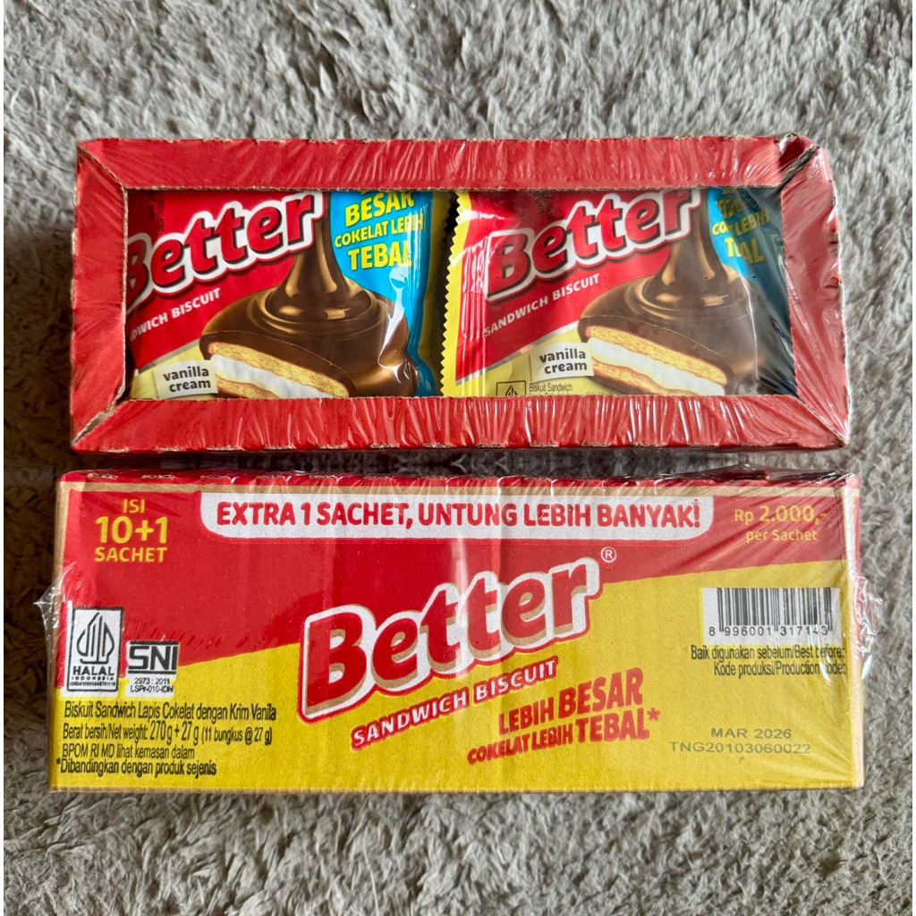 

Better box 270gr ( 27gr x 11 pcs ) Ecer per box