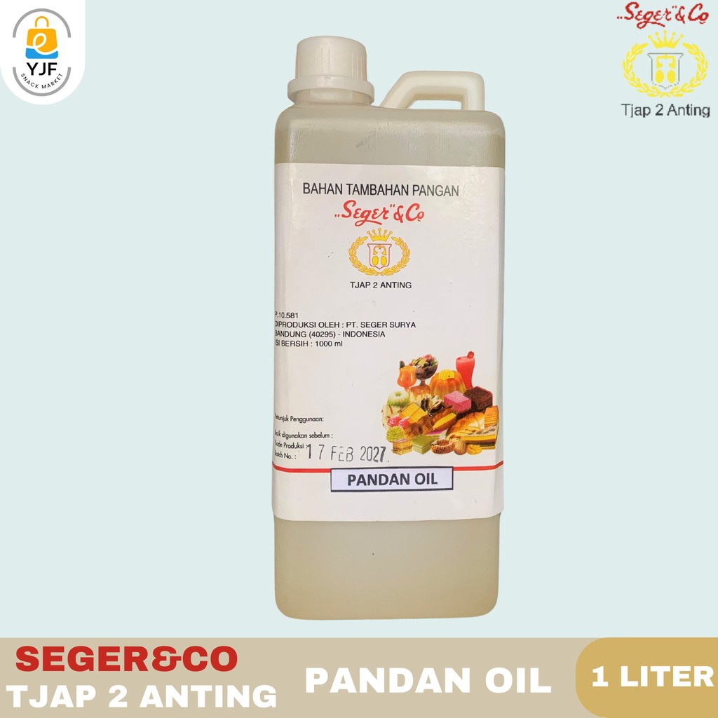 

Seger&Co Pandan Oil 1 Liter / Tjap 2 Anting / Bahan Tambahan Pangan / Pandan Essence / Pandan Cair