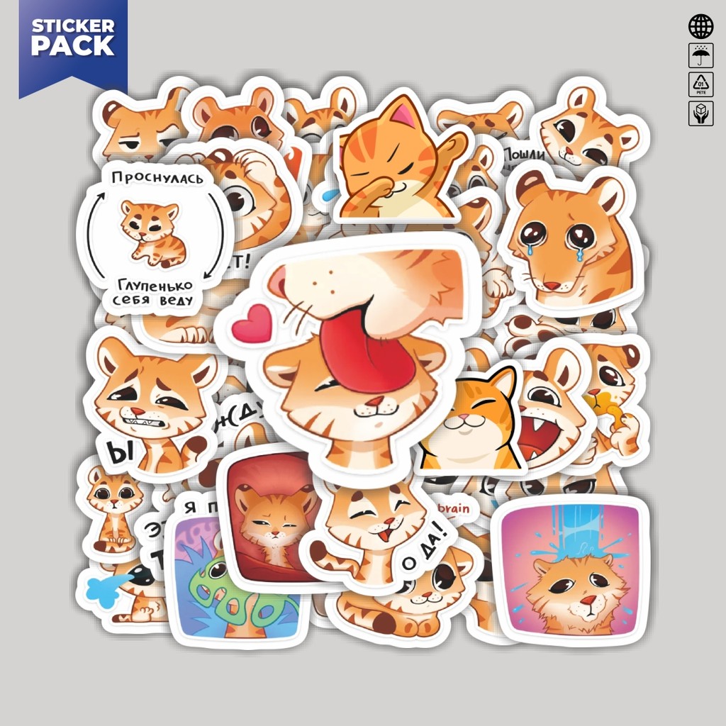 

[100PCS]Stiker Pack Stiker Kartun Funny Tiga The Tiger Aesthetic Vinyl Anti Air Dekorasi Sticker Laptop Buku Journal Koper Helm Casing HP Gitar Helm Skateboard