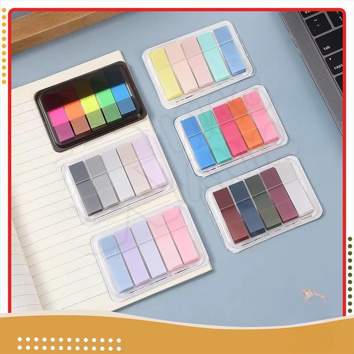 

NA Sticky Notes Transparan / Retro Morandi Pet Translucent / Note Index Label Stick Marker / Penanda Buku 100 Lembar Kotak