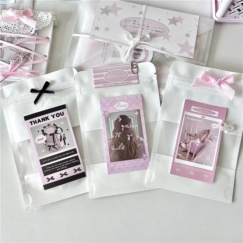 Korean Ins White Kraft Paper Card Storage Ziplock Bag Kpop Star 3-inch Sell Card DIY Packing Pocket 