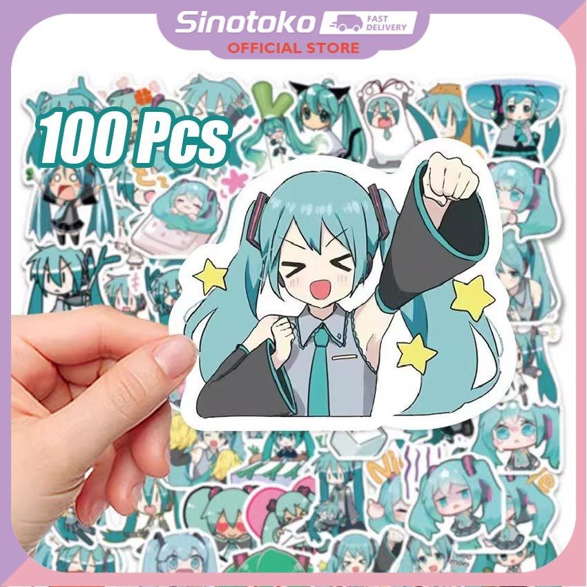 100PCS Stiker Anime Hatsune Miku Vocaloid Vinyl – Tahan Air Aesthetic, Dekorasi untuk Laptop, HP, He