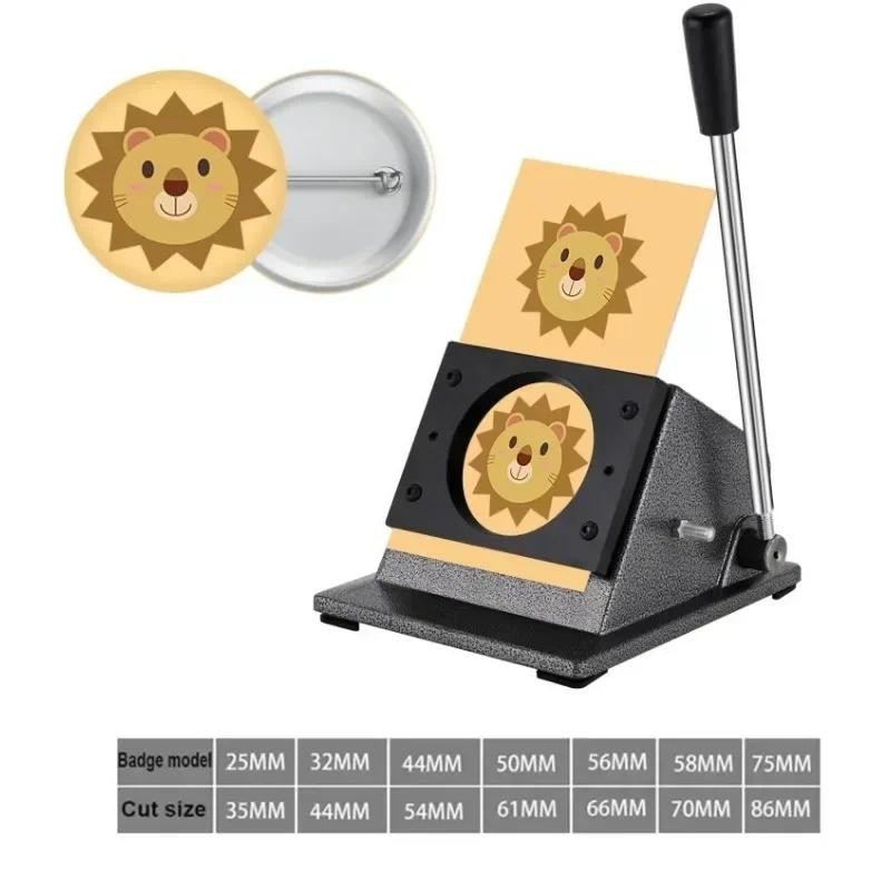 

Button Paper Cutter Graphics Punch Cutter Manual Button Making Cutter for 25/32/37/44/50/56/58/75mm Circle Paper Punch lz973