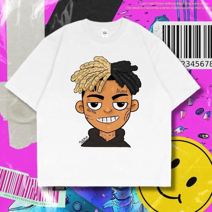 (COD) XXXTentacion Oversized T-Shirt White Vintage Tee Atasan Baju Rapper - M