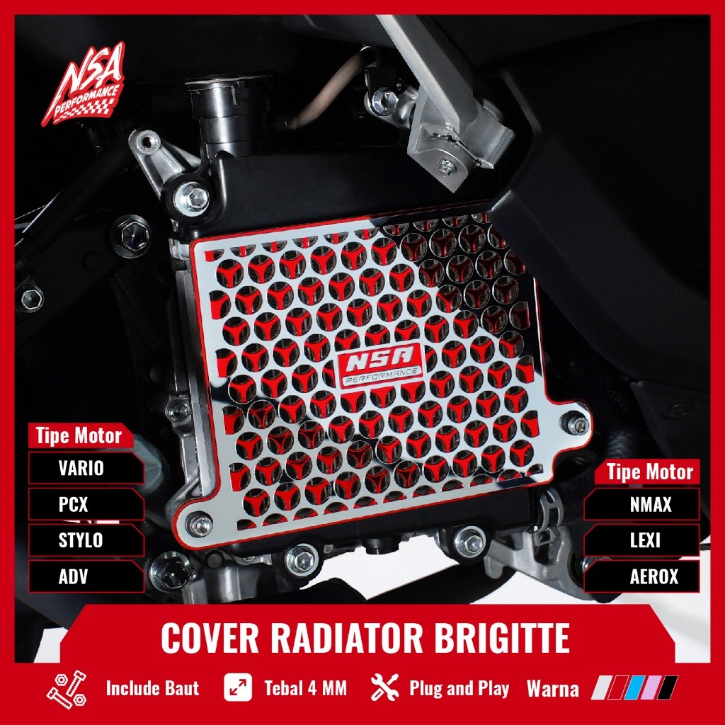 ZJ63AA NSA COVER RADIATOR BRIGITTE VARIO PCX NMAX AEROX ADV LEXI STYLO Tutup Radiator Yamaha Honda 1