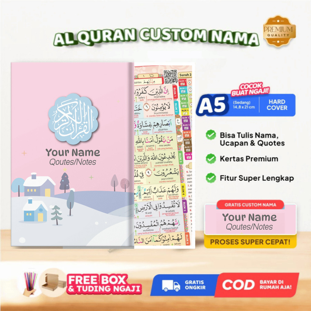Al Quran Custom Nama Ukuran A5 Al Quran Hafalan Al Quran Berwarna  Al Quran 8 Blok Warna Untuk Anak