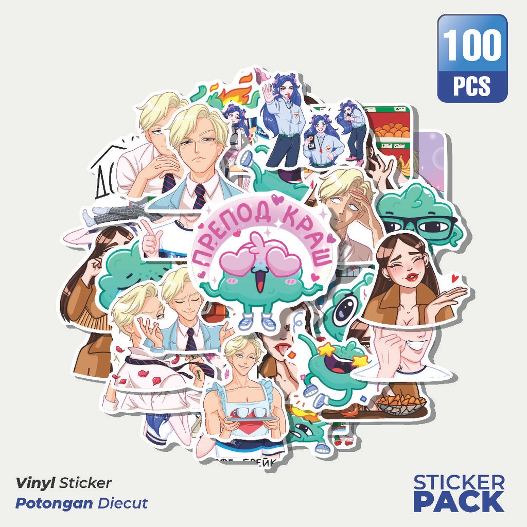 

100 PCS STIKER Stiker Bubble Gum Waterproof Aesthetic- Untuk Laptop, Motor, dan Helm - Paper Stationery Pack