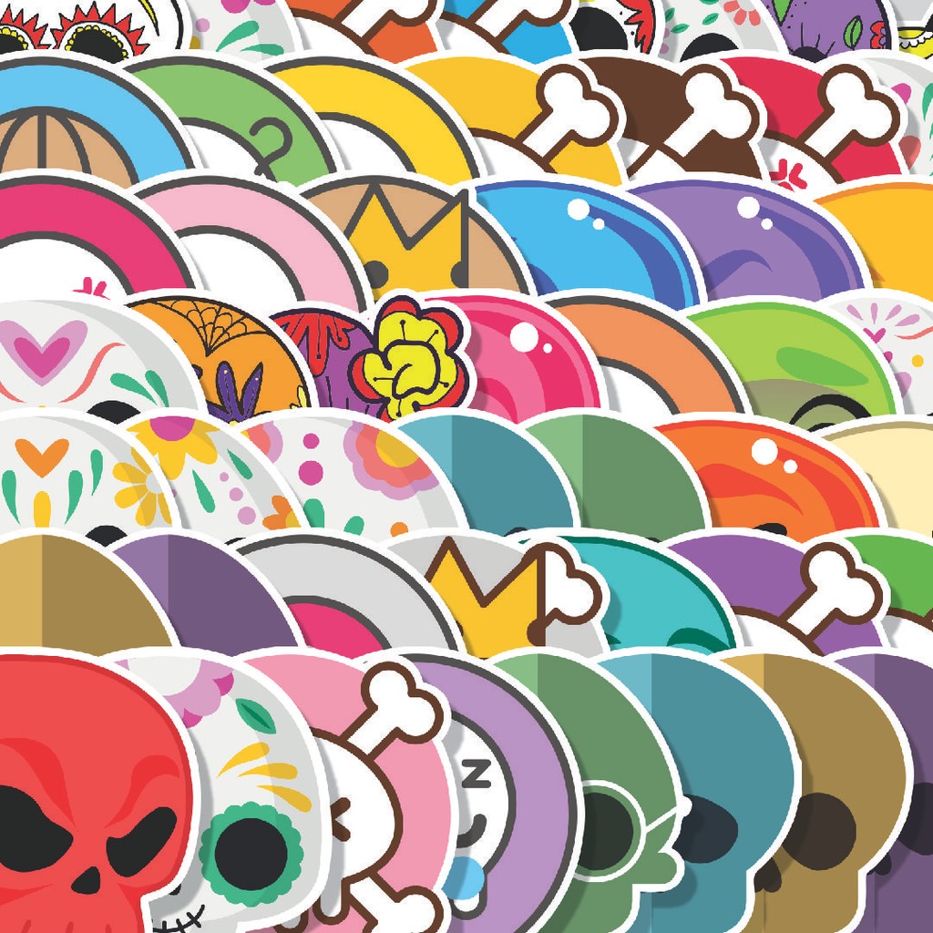 

Stiker Cutting Pack Stiker Cute Skull [Tengkorak Lucu] Isi 100Pcs Series Aesthetic Lucu Keren Untuk Koper Bahan Vynil