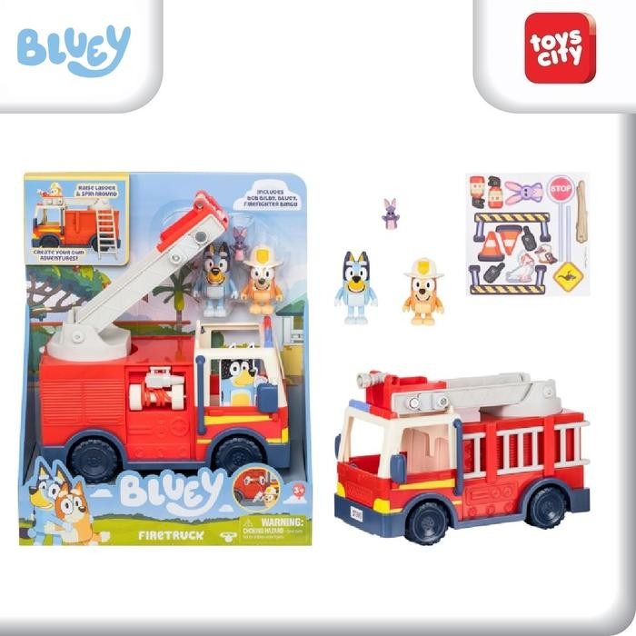 Bluey Firetruck with Bluey Exclusive Firefighter Bingo and Bob Bilby Mainan Anak Action Figure Plays