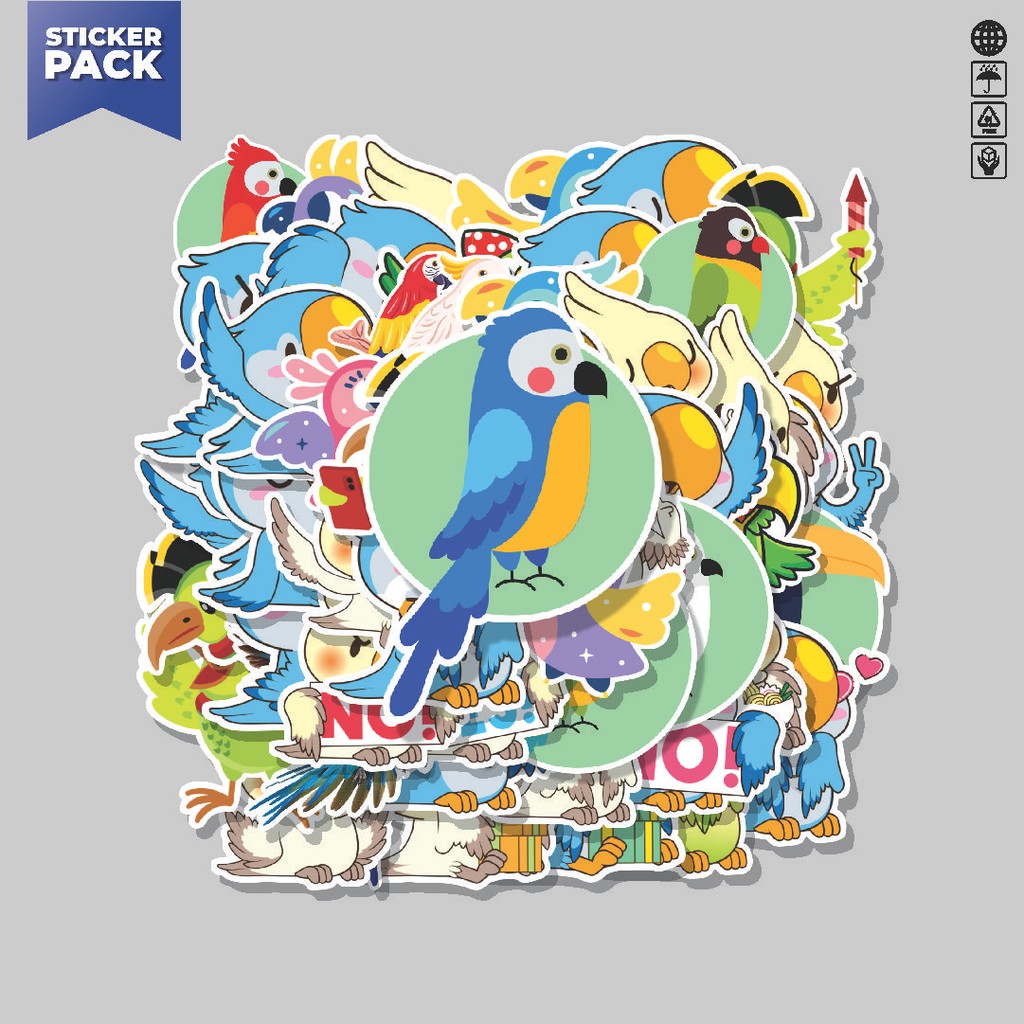 

[100PCS]Stiker Pack Stiker Hewan Burung Parrot Aesthetic Vinyl Anti Air Dekorasi Sticker Laptop Buku Journal Koper Helm Casing HP Gitar Helm Skateboard