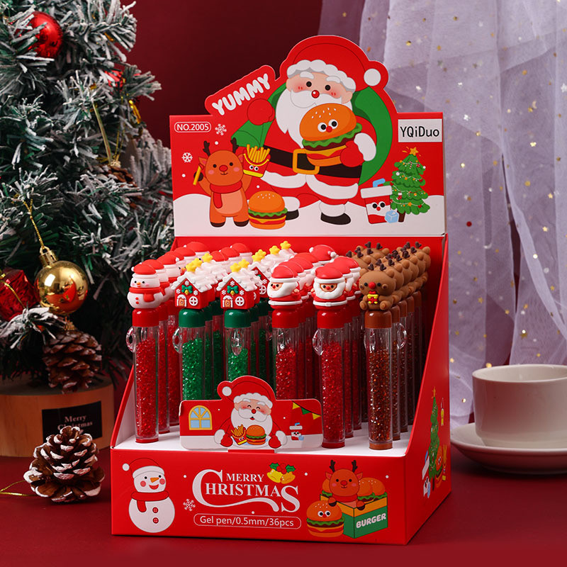 

Santa Claus 36Pcs Gel Pen Cartoon Set Broken Drill Quick Drying 0.5Mm Black Cartoon Soft Plastic Students Learn Stationery Gifts