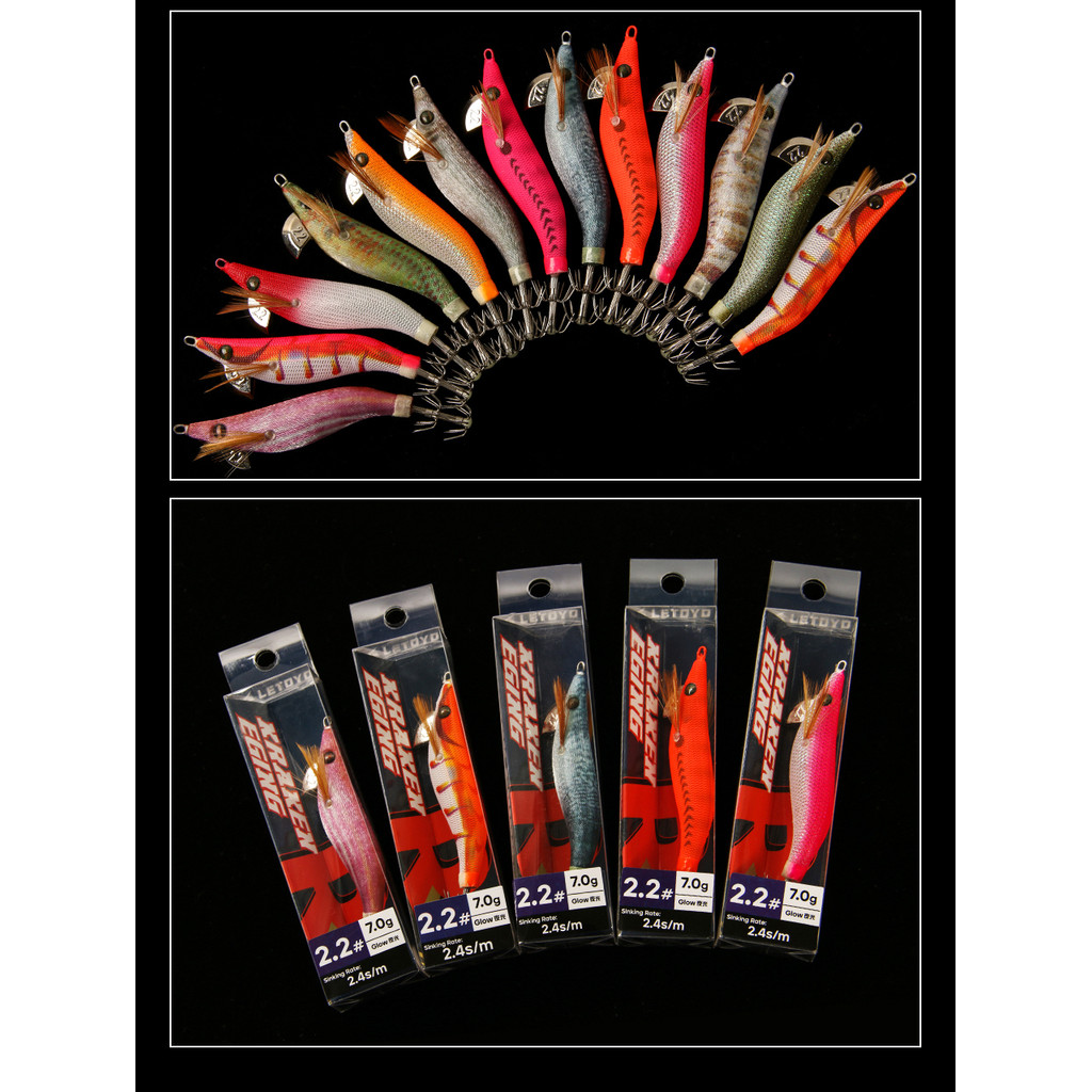 LETOYO 3.7-7g KRAKEN EGING mini squid lure luminous squid jig Shrimp egi Webfoot Octopus egi lure Cu