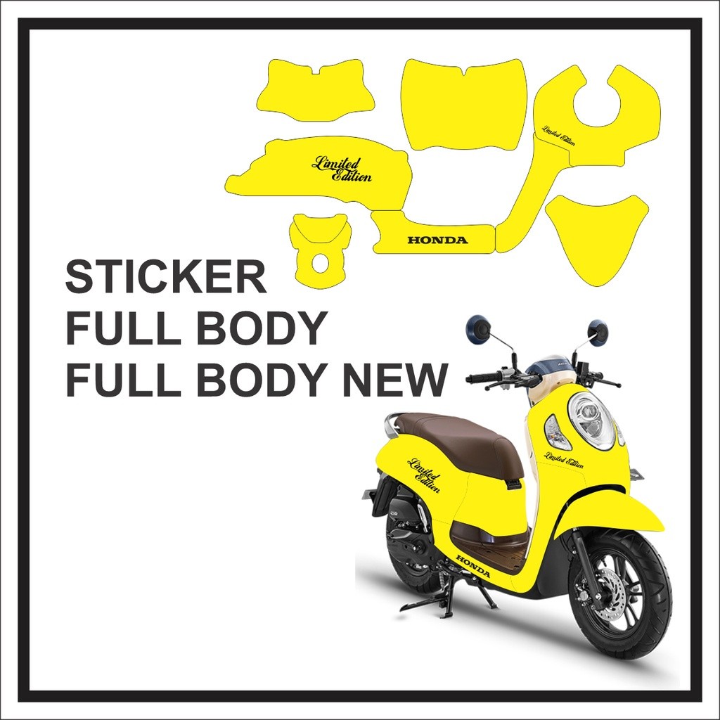 Stiker Motor HONDA SCOOPY Full Body Sticker Decal SCOOPY Polos Kuning Simpel Bisa Request Nama Bisa 