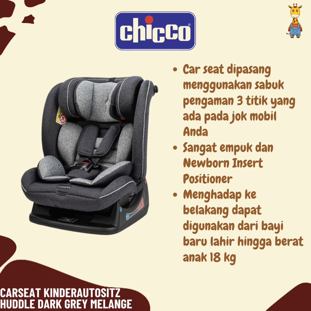 Chicco Carseat Kinderautositz Huddle Dark Grey Melange - Kursi Mobil Bayi